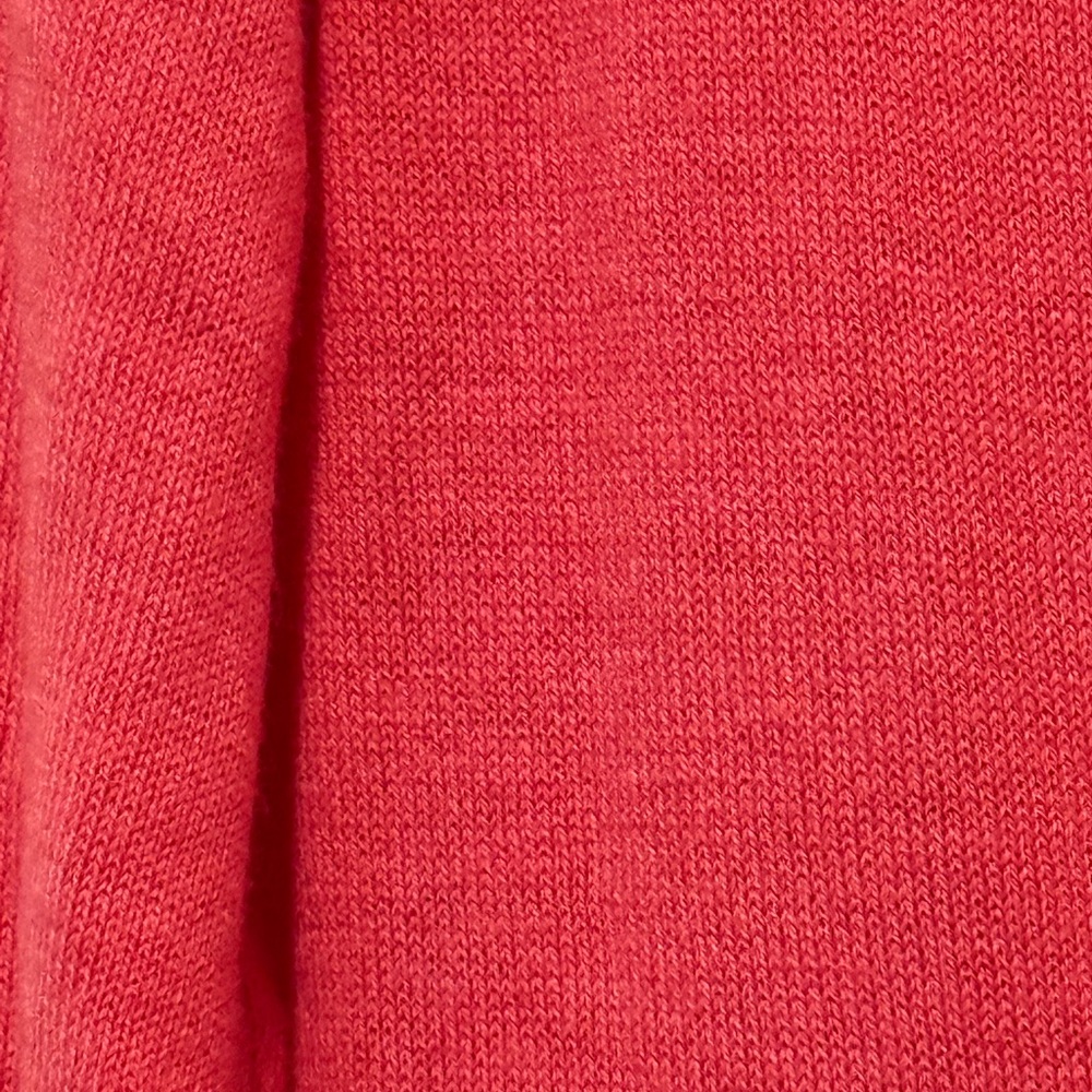 LOFT Vibrant Coral Twist-Knot detail V-Neck Pullover Sweater - Picture 7 of 8